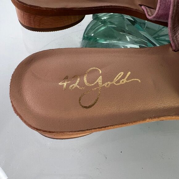 42 Gold by Chinese laundry Slide Sandals Pink Suede Leather Ankle Strap - Picture 5 of 8